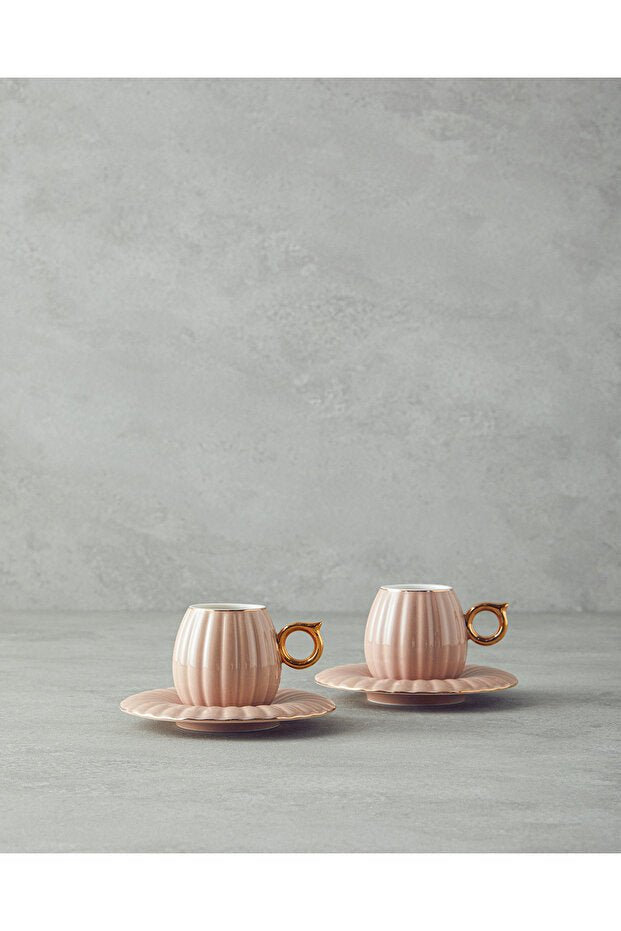 English Home Polka Premium Bone China Coffee Set - Powder Pink, 2 Person, 4 Piece - TryAladdin