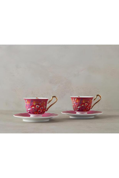 English Home Premium Bone China Espresso Set - 4 Piece 90ml Pink - TryAladdin