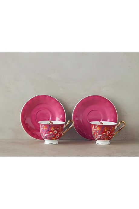 English Home Premium Bone China Espresso Set - 4 Piece 90ml Pink - TryAladdin