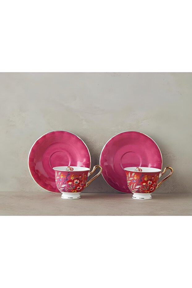 English Home Premium Bone China Espresso Set - 4 Piece 90ml Pink - TryAladdin