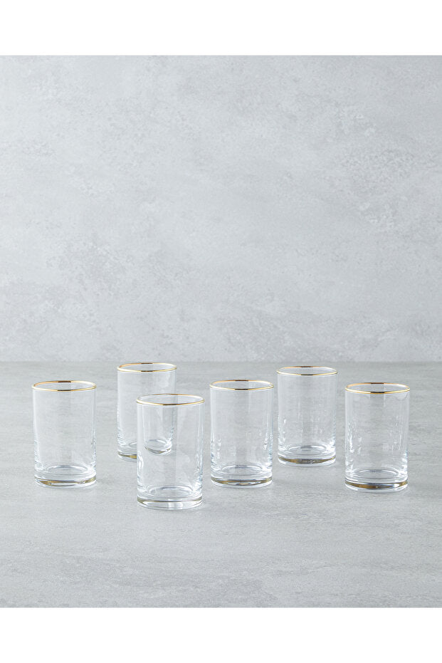 English Home Premium Glint Gold Rimmed Turkish Coffee Glasses Set - 6 x 125ml - TryAladdin