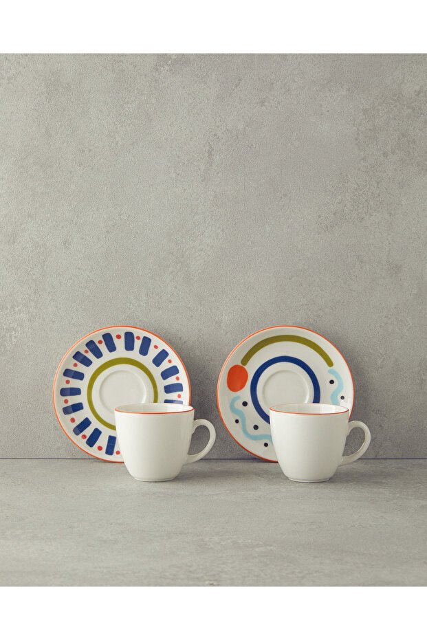 English Home Premium Mixed Lines Porcelain Coffee Cup Set - Retail Bulk Pack - TryAladdin