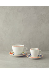 English Home Premium Mixed Lines Porcelain Coffee Cup Set - Retail Bulk Pack - TryAladdin
