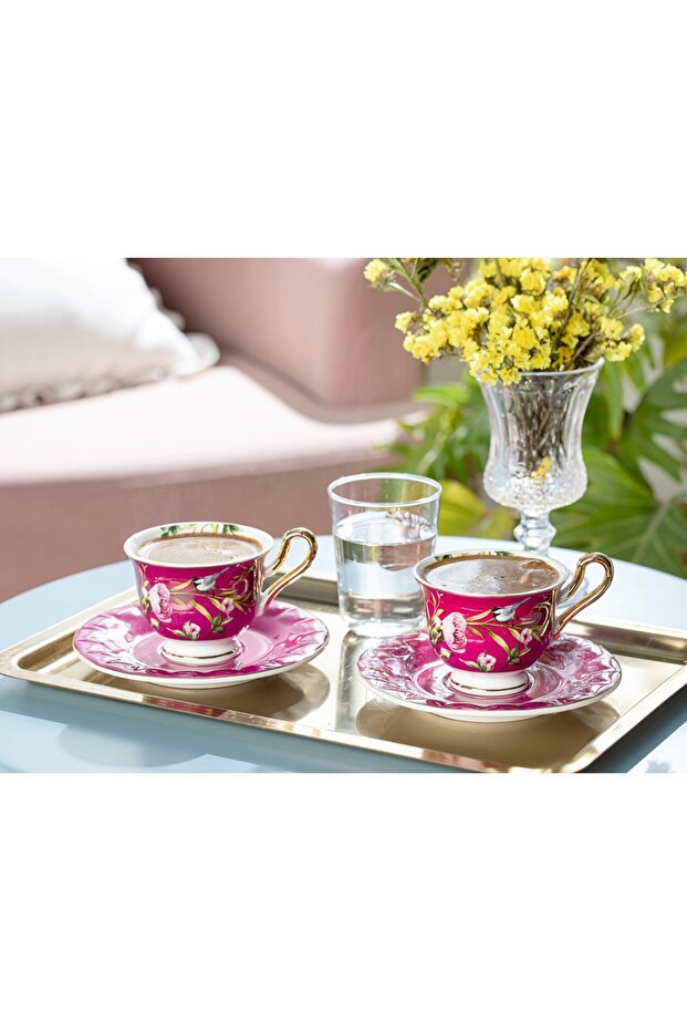 English Home Premium New Bone China Purple Vanilla Style Coffee Cup Set - 90ml - TryAladdin