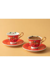 English Home Premium Red Porcelain Coffee Cup Set - 2x90ml - TryAladdin