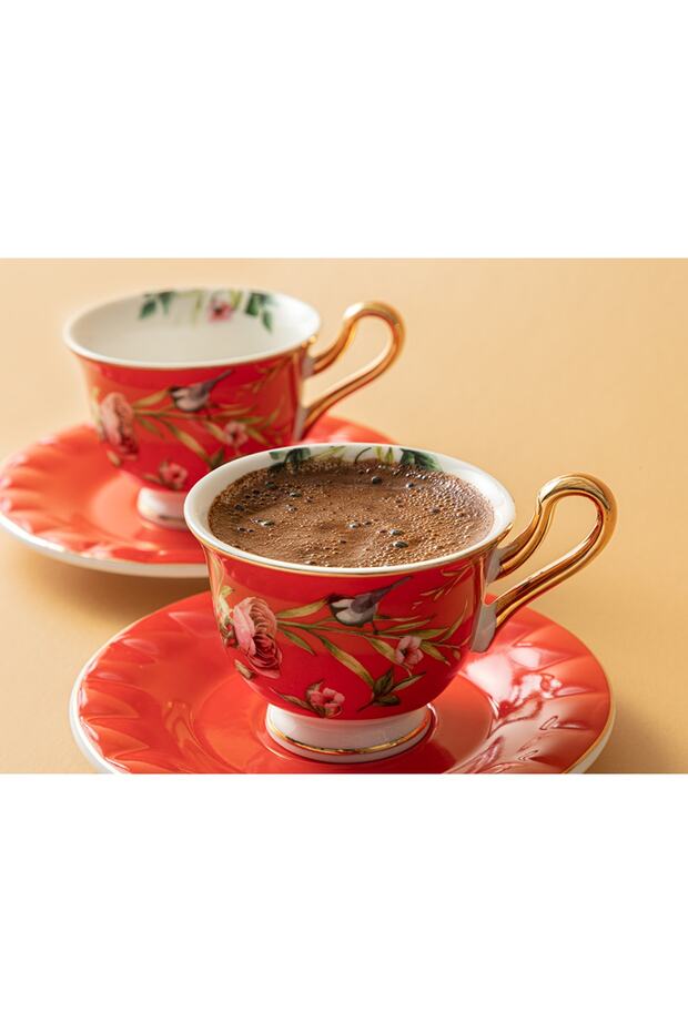 English Home Premium Red Porcelain Coffee Cup Set - 2x90ml - TryAladdin