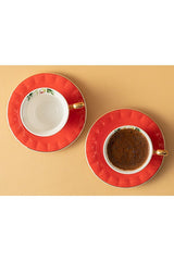 English Home Premium Red Porcelain Coffee Cup Set - 2x90ml - TryAladdin