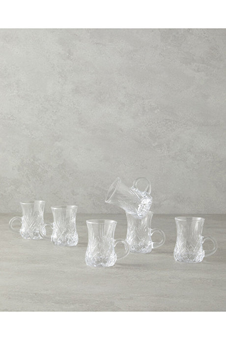 English Home Premium Rose Patterned Handled Tea Glasses - 100ml, 6 - Piece Set - TryAladdin