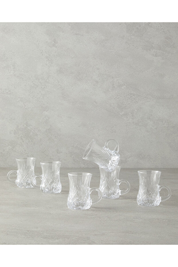 English Home Premium Rose Patterned Handled Tea Glasses - 100ml, 6 - Piece Set - TryAladdin