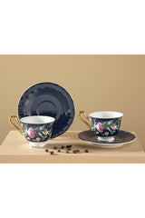 English Home Premium Vanilla New Bone China Coffee Set, Navy Blue - 4 Pieces - TryAladdin