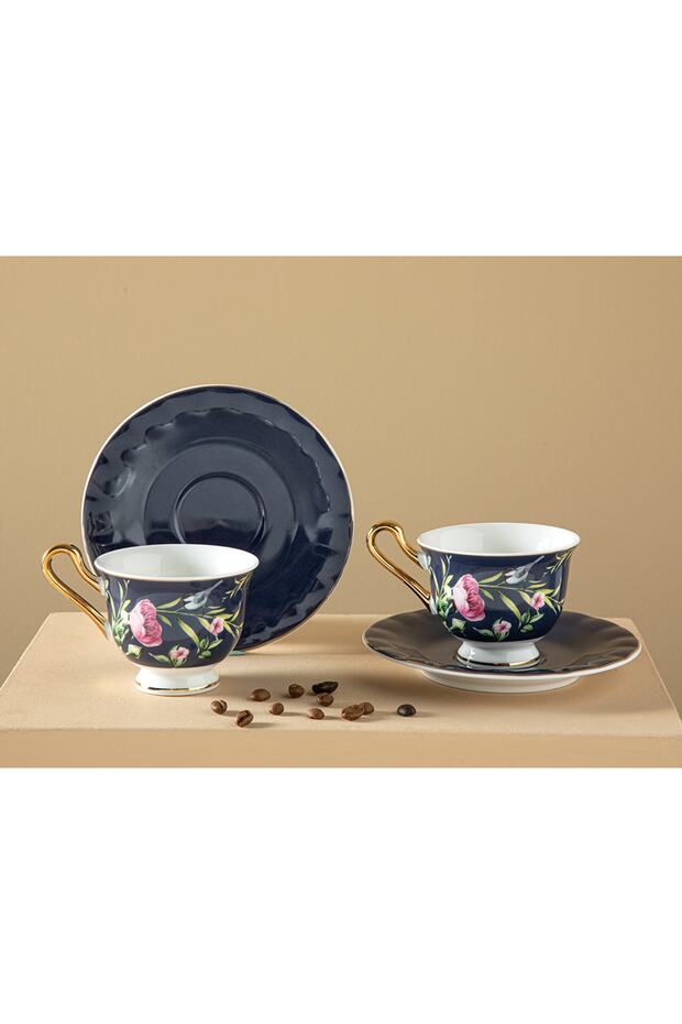 English Home Premium Vanilla New Bone China Coffee Set, Navy Blue - 4 Pieces - TryAladdin