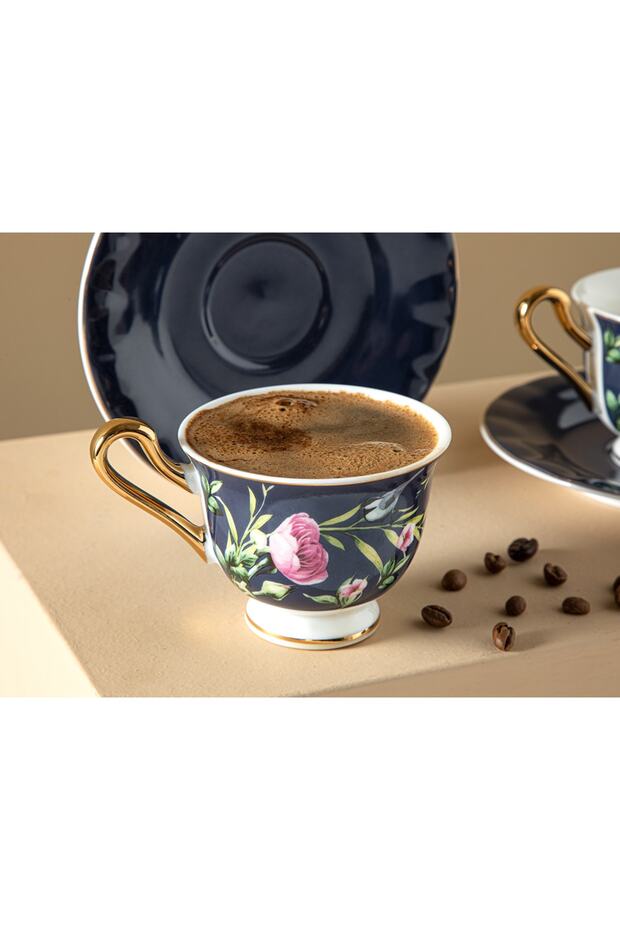 English Home Premium Vanilla New Bone China Coffee Set, Navy Blue - 4 Pieces - TryAladdin