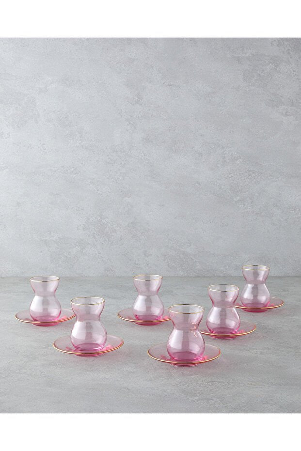 English Home Professional 12 - Piece Pink Ceramic Tea Set - 140ml Cup Capacity - TryAladdin