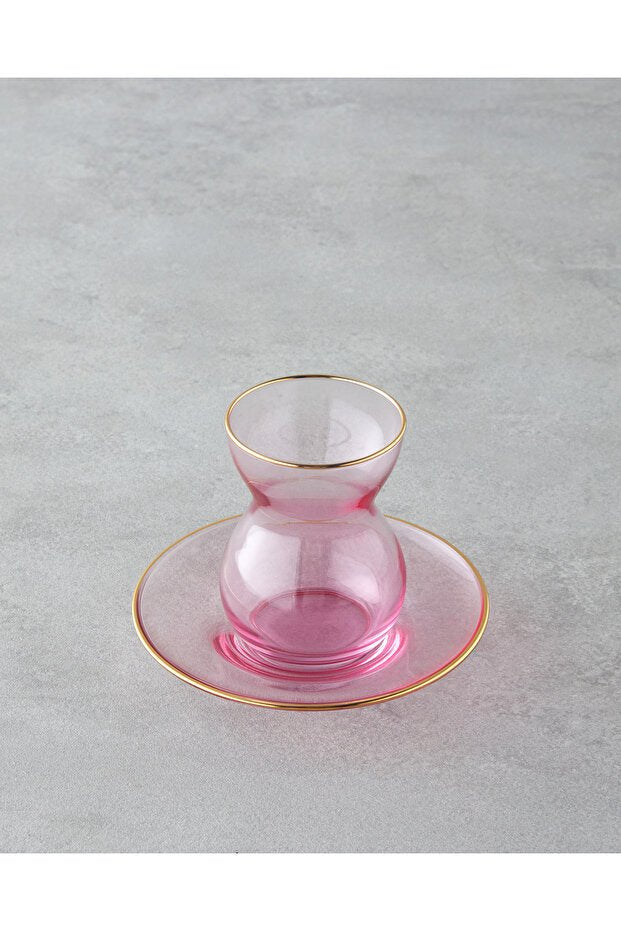 English Home Professional 12 - Piece Pink Ceramic Tea Set - 140ml Cup Capacity - TryAladdin