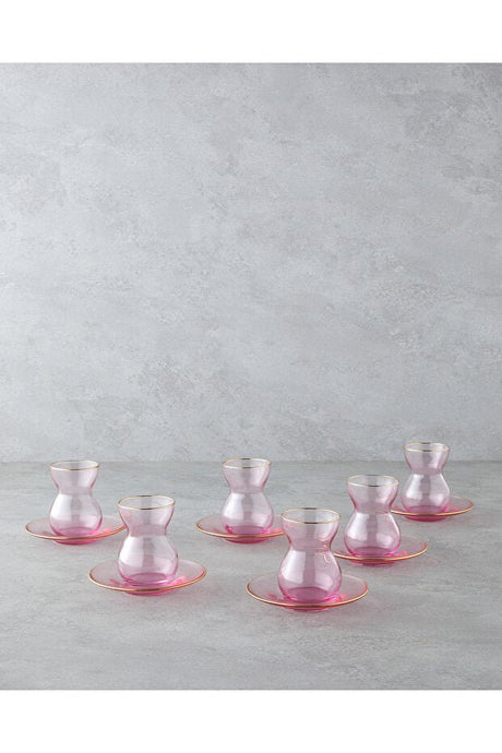 English Home Professional 12 - Piece Pink Ceramic Tea Set - 140ml Cup Capacity - TryAladdin