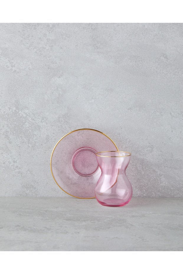 English Home Professional 12 - Piece Pink Ceramic Tea Set - 140ml Cup Capacity - TryAladdin
