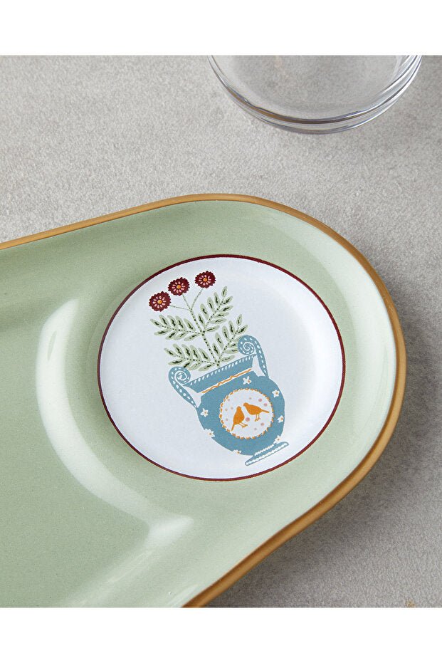 English Home Professional Retro Glass Tea Set - 4 Piece, 130ml Green - Gold - TryAladdin