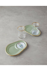 English Home Professional Retro Glass Tea Set - 4 Piece, 130ml Green - Gold - TryAladdin