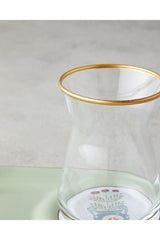 English Home Professional Retro Glass Tea Set - 4 Piece, 130ml Green - Gold - TryAladdin