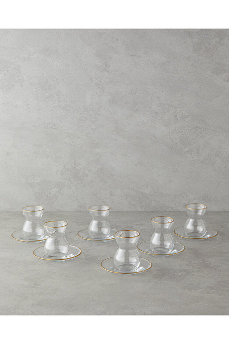 English Home Stellar Premium Gold Glass 6 - Person Tea Set - 12 Piece - TryAladdin