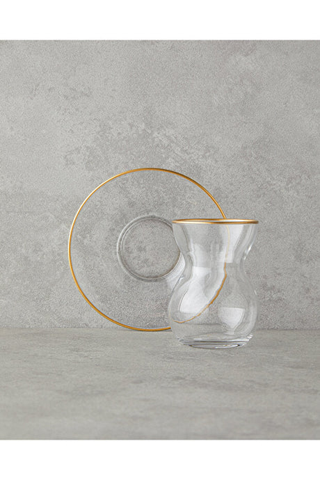 English Home Stellar Premium Gold Glass 6 - Person Tea Set - 12 Piece - TryAladdin