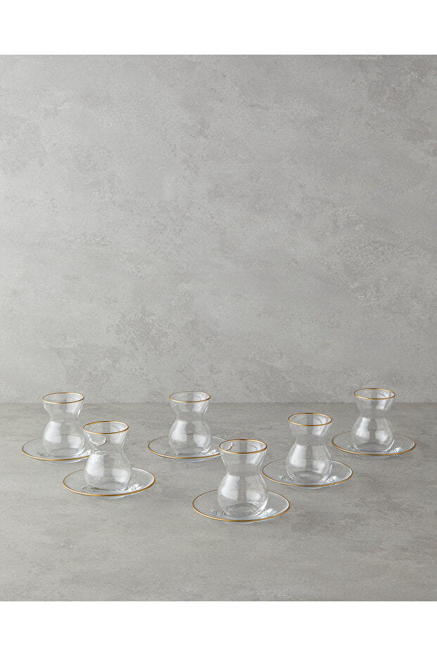 English Home Stellar Premium Gold Glass 6 - Person Tea Set - 12 Piece - TryAladdin