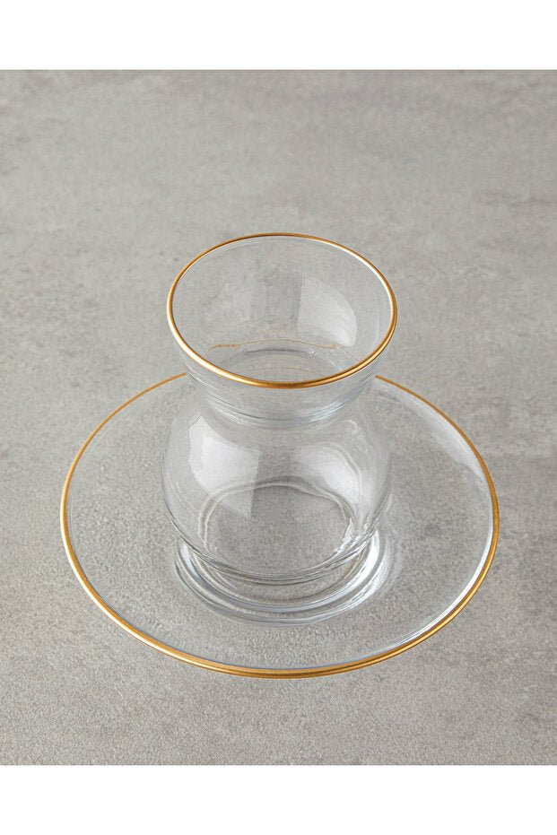 English Home Stellar Premium Gold Glass 6 - Person Tea Set - 12 Piece - TryAladdin