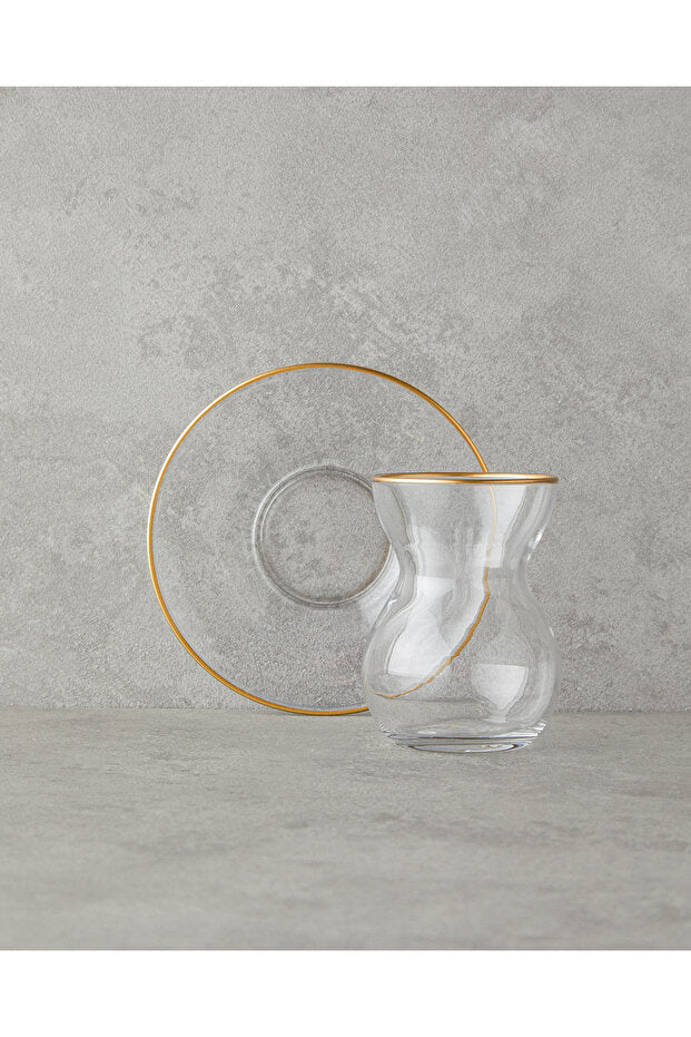 English Home Stellar Premium Gold Glass 6 - Person Tea Set - 12 Piece - TryAladdin