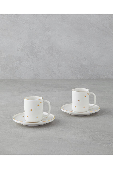 English Home Talisman Star Bone Porcelain Turkish Coffee Cup Set - 4 - Piece, 90ml Each - TryAladdin