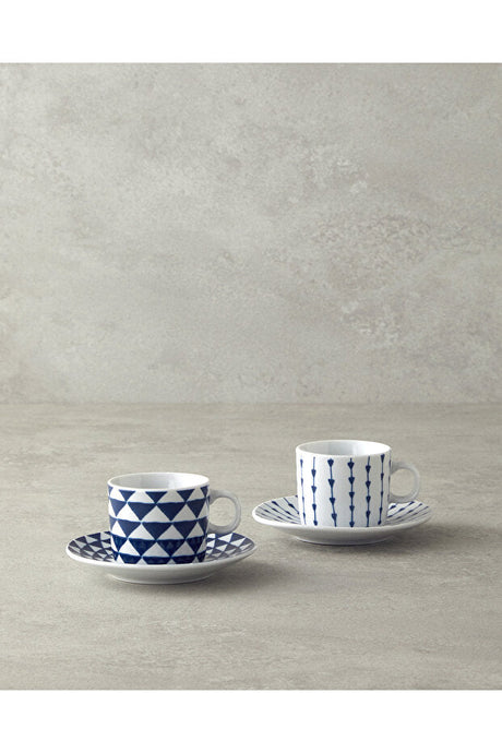 English Home Trin Collection Professional Porcelain Coffee Cup Set - Navy Blue - 4 - Piece - TryAladdin