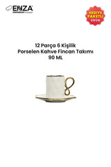 Enza Motto Premium Porcelain Turkish Coffee Cup Set - 6 Piece - TryAladdin
