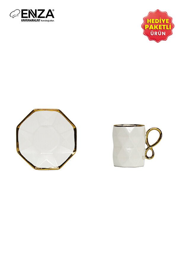 Enza Motto Premium Porcelain Turkish Coffee Cup Set - 6 Piece - TryAladdin