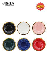 Enza Premium Colorful Porcelain Turkish Coffee Cup Set - 6 Count, 90ml Capacity - TryAladdin