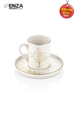 Enza Premium Porcelain Turkish Coffee Cup Set - Tree of Life Design - 12 - Piece - TryAladdin