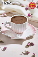 Enza Zumrut Professional Pink Porcelain Coffee Cup Set - 2 - Piece - TryAladdin