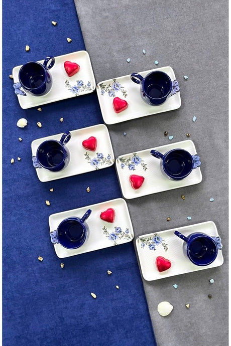 Erbaslar Love Collection Turkish Coffee Cup & Saucer Set - 12 - Piece - TryAladdin