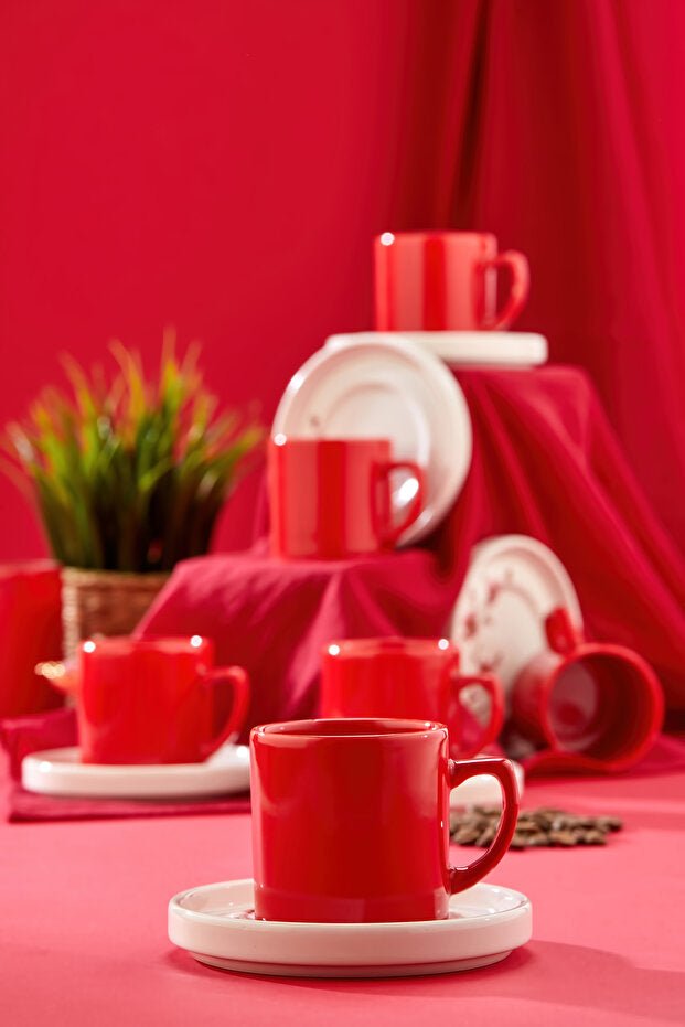 Erbaslar Premium Nora Lux Ceramic Turkish Coffee Cup Set - 12 - Piece Set - TryAladdin