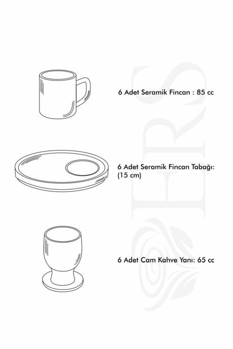 Erbaslar Premium Turkish Coffee Cup Set - 18 Piece, 6 Person - TryAladdin