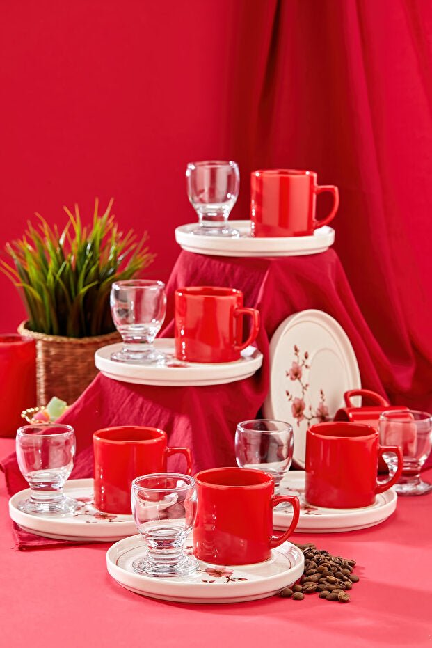 Erbaslar Professional Nora Lux Ceramic Turkish Coffee Set - 18 Piece - TryAladdin