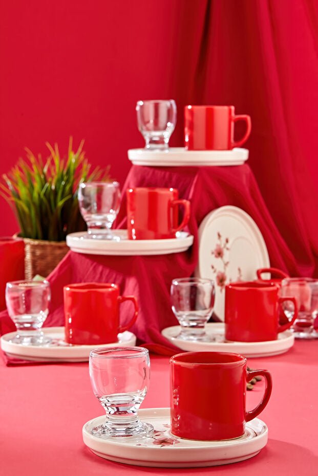 Erbaslar Professional Nora Lux Ceramic Turkish Coffee Set - 18 Piece - TryAladdin