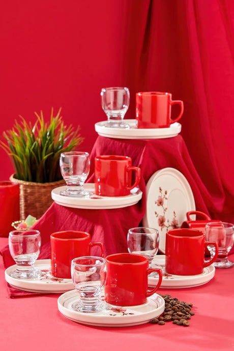 Erbaslar Professional Nora Lux Ceramic Turkish Coffee Set - 18 Piece - TryAladdin