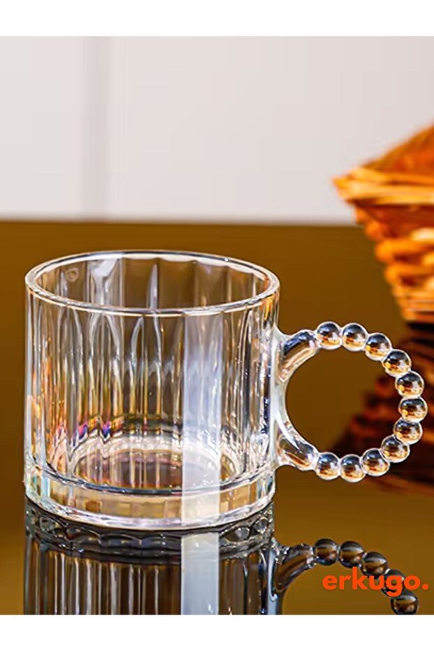 Erkugo Premium Beaded Handle Turkish Tea Glasses - 6 - Piece Set - 250ml Each - TryAladdin