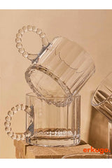 Erkugo Premium Beaded Handle Turkish Tea Glasses - 6 - Piece Set - 250ml Each - TryAladdin