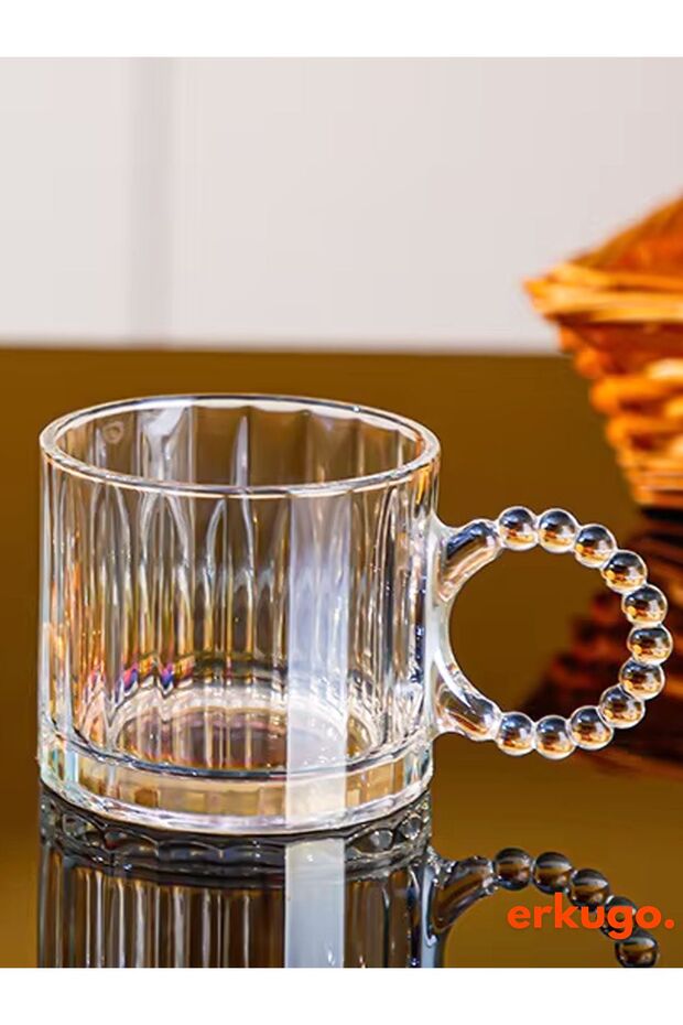 Erkugo Premium Beaded Handle Turkish Tea Glasses - 6 - Piece Set - 250ml Each - TryAladdin