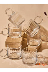 Erkugo Premium Beaded Handle Turkish Tea Glasses - 6 - Piece Set - 250ml Each - TryAladdin