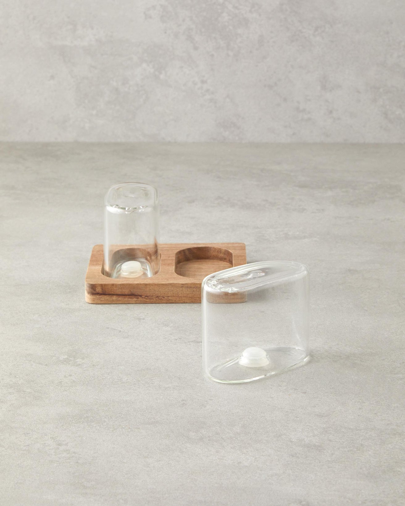 Professional Borosilicate Acacia Salt Pepper Shaker Set