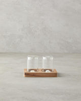 Professional Borosilicate Acacia Salt Pepper Shaker Set