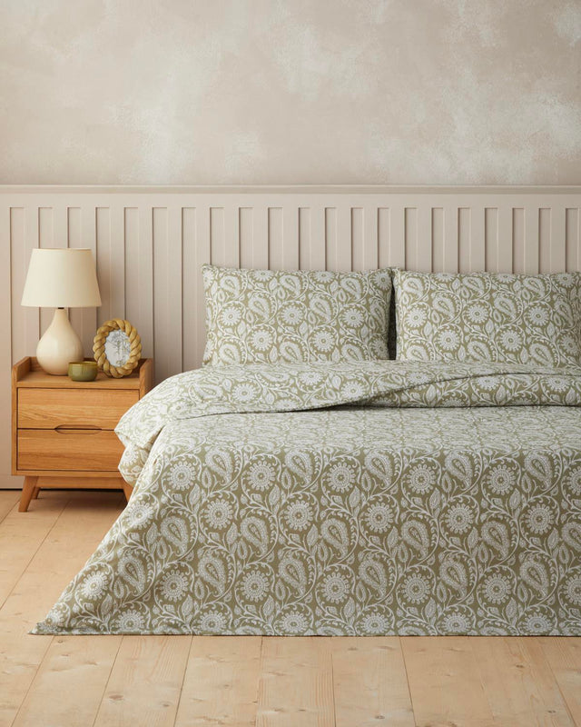 Premium Easy Iron Double Bedding Set   Duvet Cover   Fitted Sheet   Olive Green