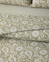 Parure de lit double haut de gamme, facile à repasser — housse de couette et drap-housse — vert olive