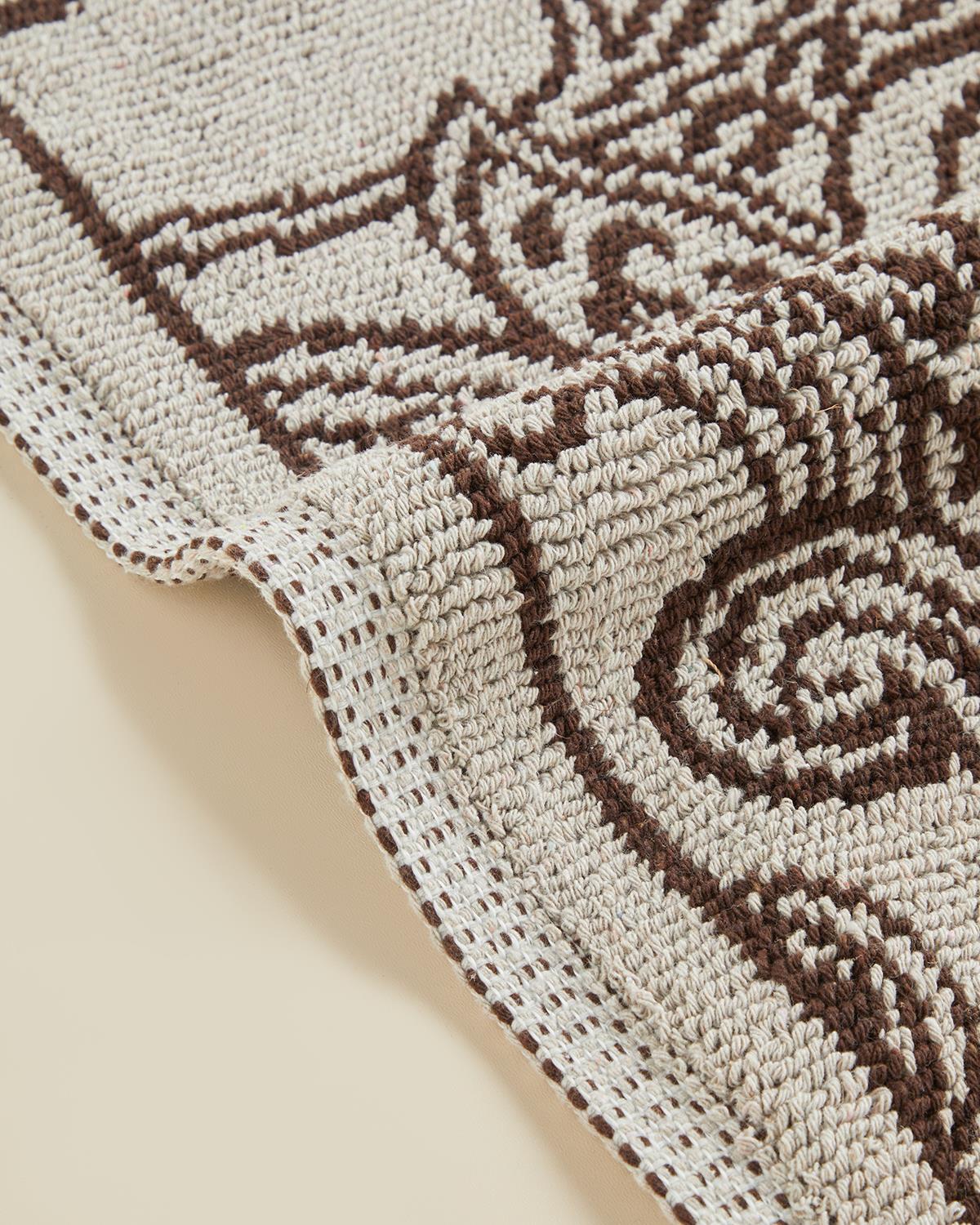 Premium Turkish Cotton Boucle Kilim   Beige Brown